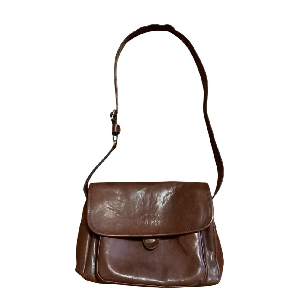 Vintage Valentina Italian Leather Shoulder Crossbody Bag Purse Adjustable Strap